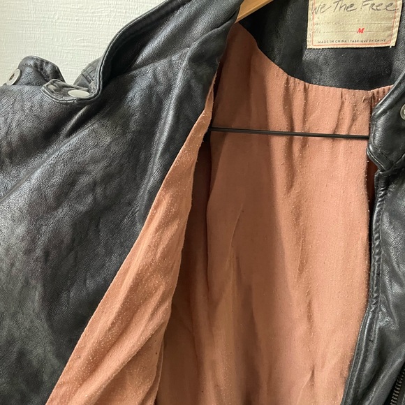 We The Free leather biker jacket with buckle detailing. - Picture 8 of 9